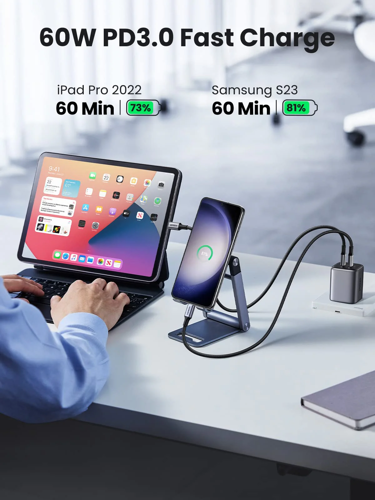 Accessory UGREEN video converter USB Type C - HDMI / VGA white view 10