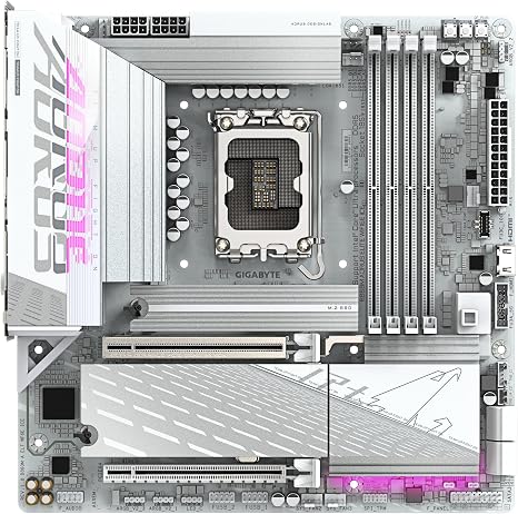 GIGABYTE B860M AORUS Elite WIFI6E ICE Intel Core Ultra (Series 2) LGA 1851 Motherboard, mATX, DDR5, 3X M.2, PCIe 5.0, USB-C, WIFI6E, 2.5GbE LAN, EZ-Latch view 2