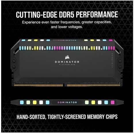 CORSAIR Dominator Platinum RGB DDR5 32GB (2x16GB) DDR5 5200MHz CL40 Intel XMP Black view 3