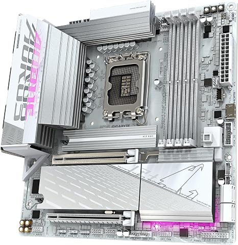 GIGABYTE B860M AORUS Elite WIFI6E ICE Intel Core Ultra (Series 2) LGA 1851 Motherboard, mATX, DDR5, 3X M.2, PCIe 5.0, USB-C, WIFI6E, 2.5GbE LAN, EZ-Latch view 4
