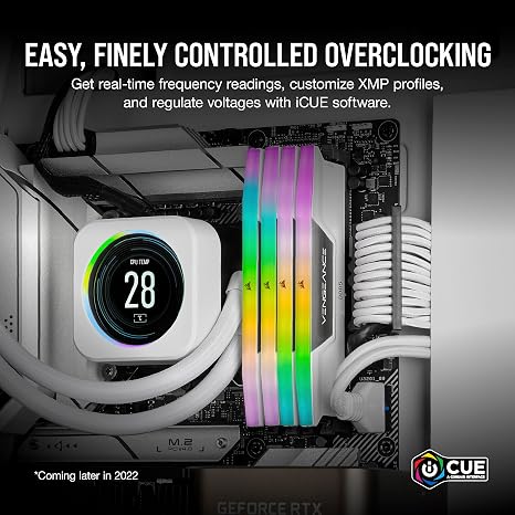 CORSAIR Vengeance RGB DDR5 RAM 32GB (2x16GB) Up to 6000MHz CL36-44-44-96 1.35V Intel XMP 3.0 / AMD EOXP White view 3
