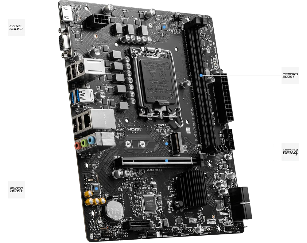 Motherboard MSI PRO B760M-E DDR4 view 3