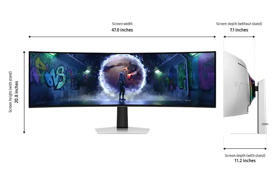 Samsung - 49" Odyssey OLED G9 (G93SD) Dual-QHD 240Hz 0.03ms G-Sync Compatible Curved Glare Free Gaming Monitor - Silver view 2