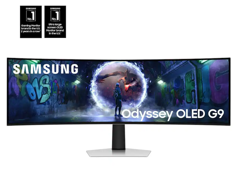 Samsung - 49" Odyssey OLED G9 (G93SD) Dual-QHD 240Hz 0.03ms G-Sync Compatible Curved Glare Free Gaming Monitor - Silver view 6