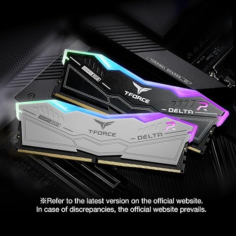 TEAMGROUP T-Force Delta RGB DDR5 Ram 64GB (2x32GB) 6000MHz PC5-48000 CL38 Intel XMP 3.0 & AMD Expo Black / White view 3