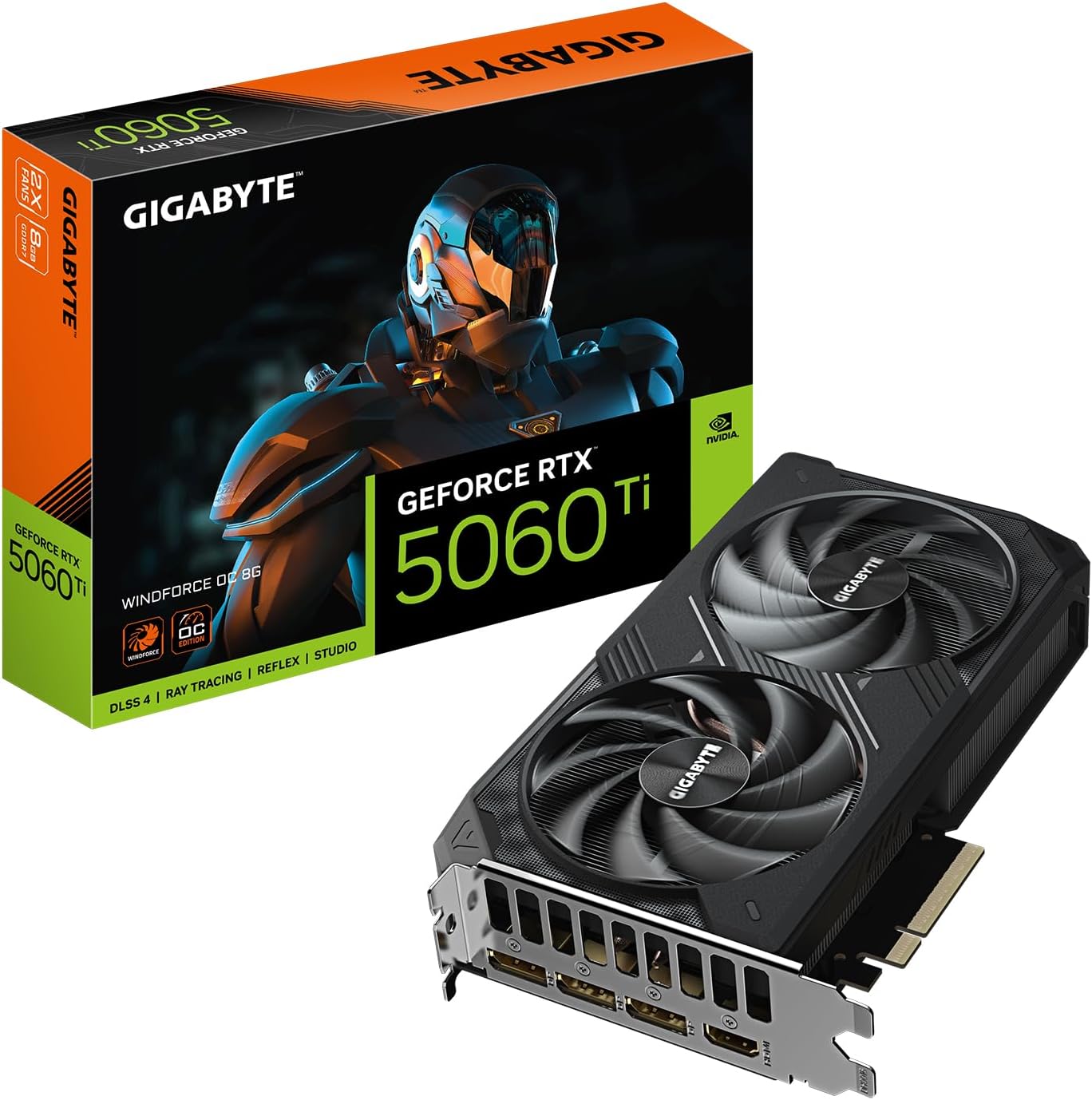 Graphics Card GIGABYTE RTX 5060 Ti WINDFORCE OC 8G - 8 GB GDDR7, 2,587 MHz Boost, PCIe 5.0 x8, Dual-Fan WINDFORCE Cooling