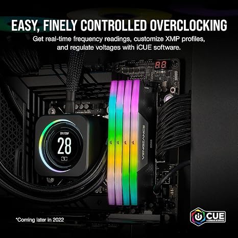 CORSAIR Vengeance RGB DDR5 RAM 32GB (2x16GB) Up to 6000MHz CL36-44-44-96 1.35V Intel XMP 3.0 Black view 3