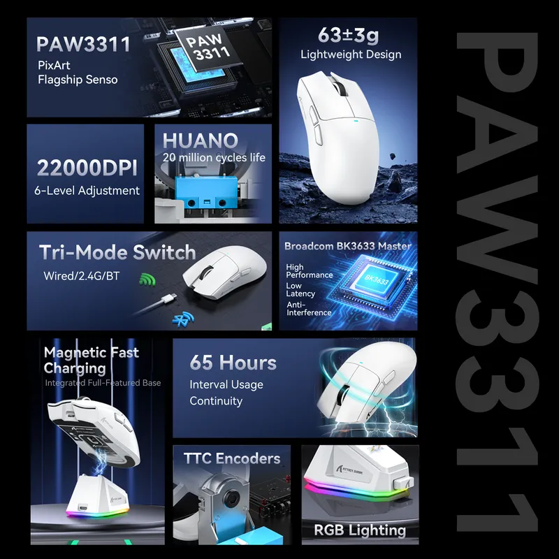 Mouse ATTACK SHARK X11 Wireless Gaming view 6