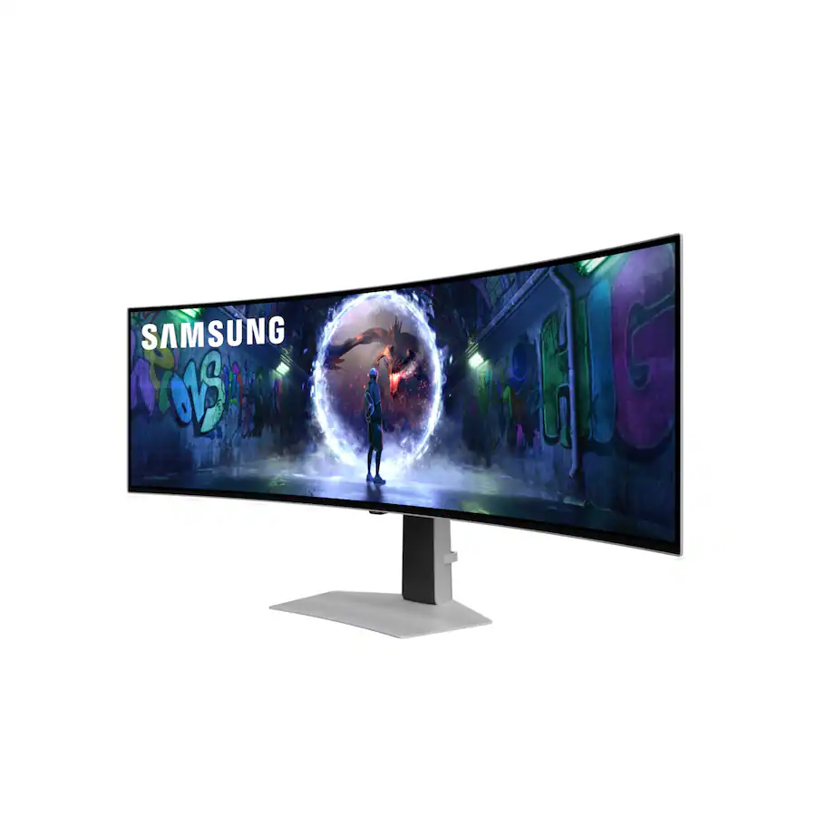 Samsung - 49" Odyssey OLED G9 (G93SD) Dual-QHD 240Hz 0.03ms G-Sync Compatible Curved Glare Free Gaming Monitor - Silver view 3