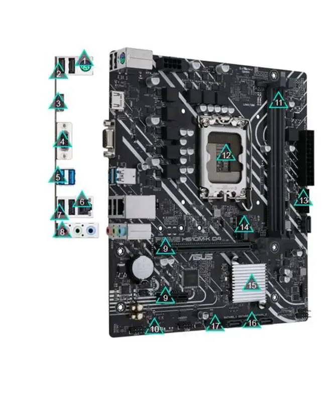 Motherboard ASUS PRIME H610M-K DDR4 ARGB view 3