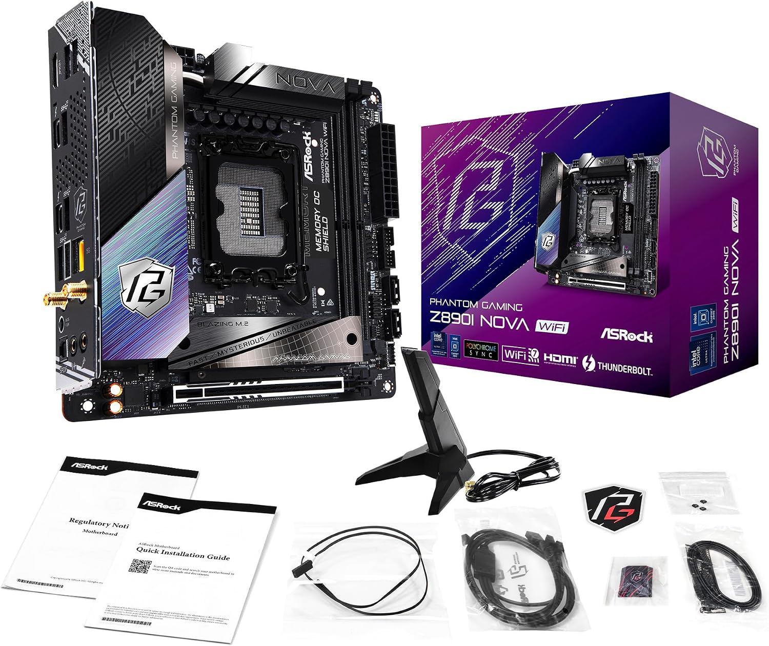 ASRock Intel Core Ultra Z890 LGA1851 RL-ILM Mini ITX Motherboard Phantom Gaming Z890i Nova WiFi 7 DDR5 9466 MHz 128 GB view 3
