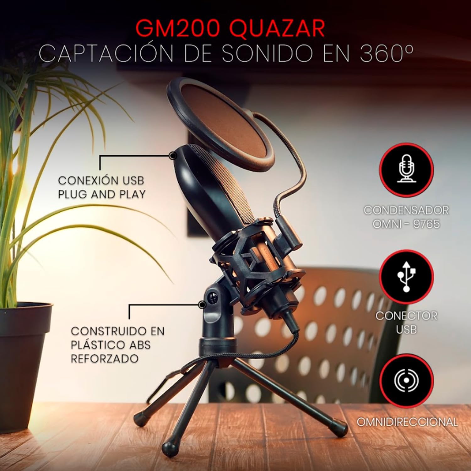 Microphone Redragon GM200 Quasar Omnidirectional Table RED-GM200-1 view 3