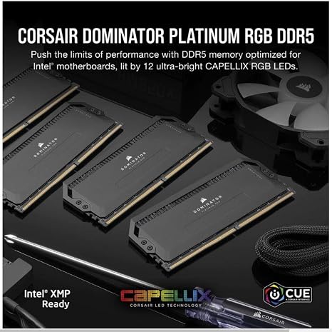 CORSAIR Dominator Platinum RGB DDR5 32GB (2x16GB) DDR5 5200MHz CL40 Intel XMP Black view 2