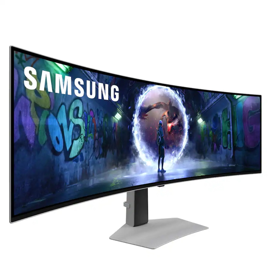 Samsung - 49" Odyssey OLED G9 (G93SD) Dual-QHD 240Hz 0.03ms G-Sync Compatible Curved Glare Free Gaming Monitor - Silver view 4