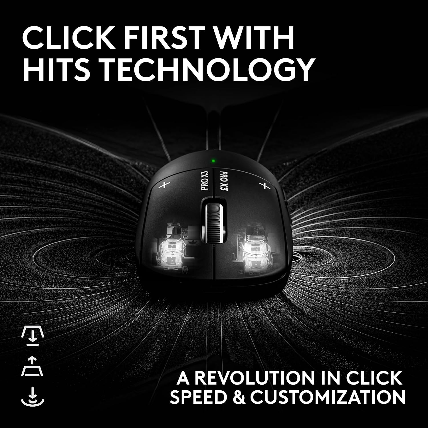 Logitech G PRO X3 SUPERSTRIKE Gaming Mouse - Black view 3