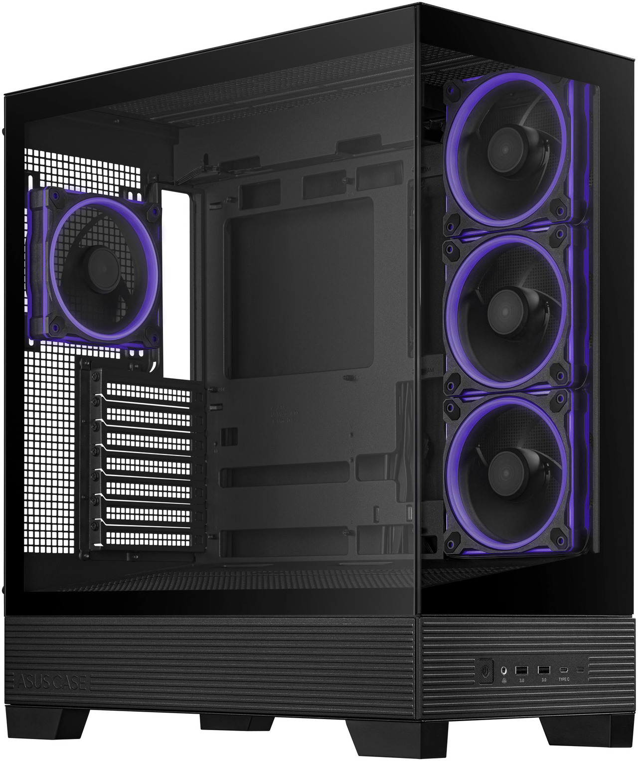 ASUS A31 Plus TG ARGB Black ATX PC Case | Black / White view 3