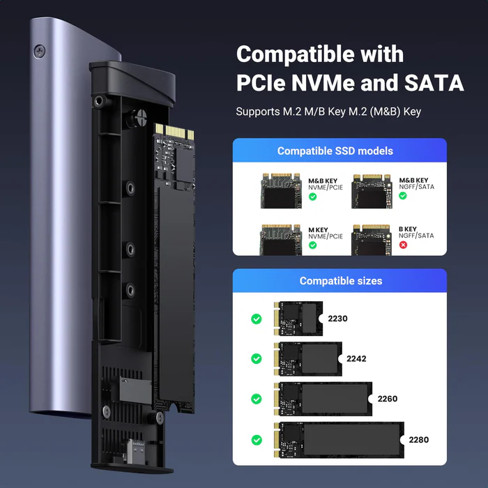 Accessory UGREEN M.2 NVMe SATA SSD Enclosure 10Gbps USB 3.2 Gen 2 view 3