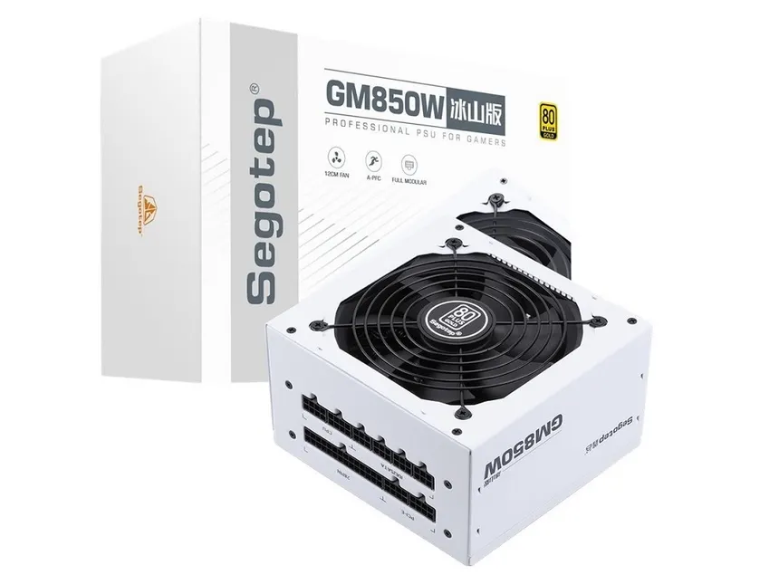 Segotep GM850 850W Power Supply, 80 Plus Gold Certified, PCIe 5.1 & ATX 3.1 Black / White view 2