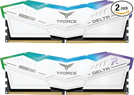 TEAMGROUP T-Force Delta RGB DDR5 Ram 64GB (2x32GB) 6000MHz PC5-48000 CL38 Intel XMP 3.0 & AMD Expo Black / White alternate