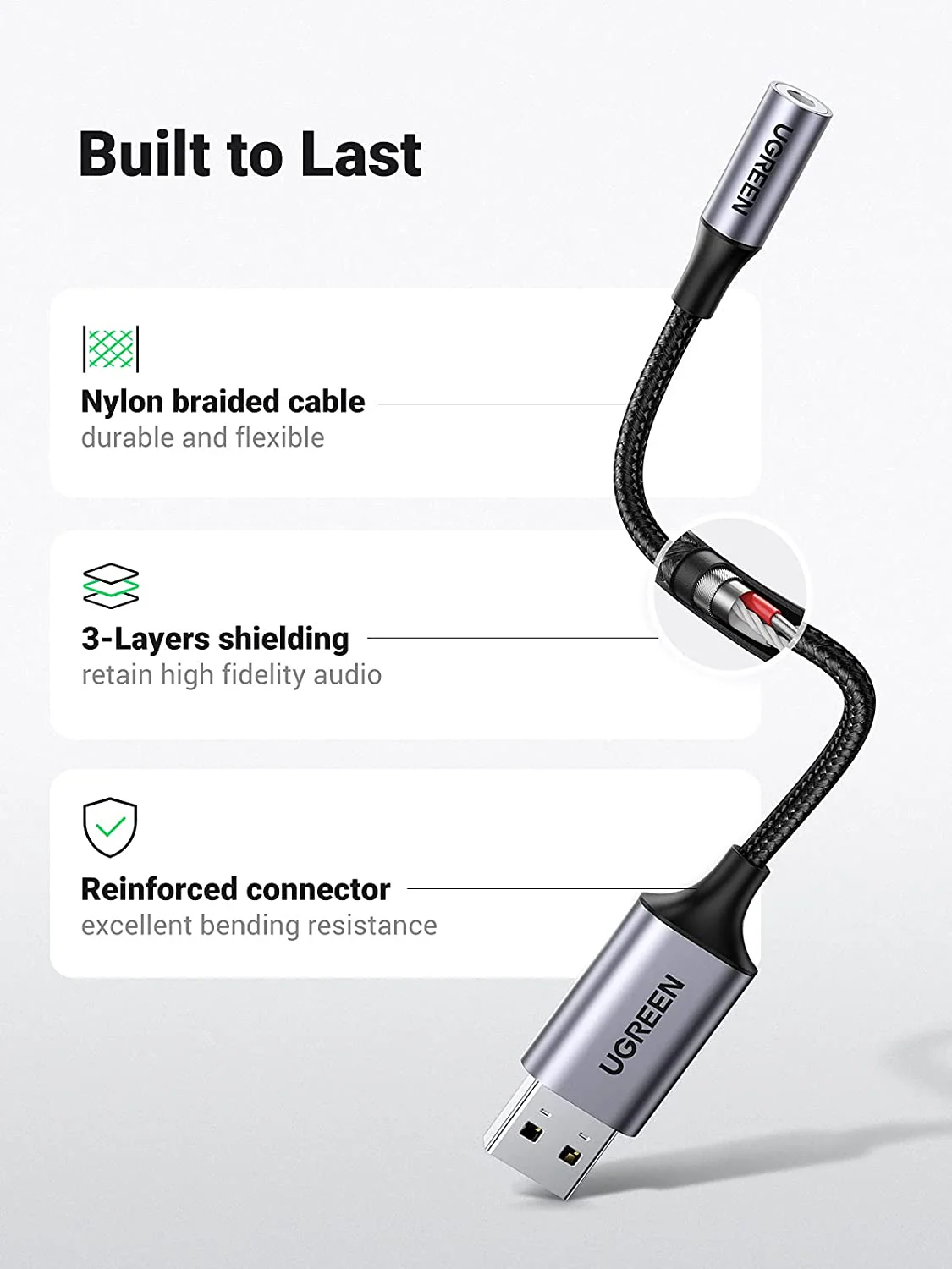 Accessory UGREEN USB to 3.5mm Audio Jack USB A Sound Card Adapter view 4