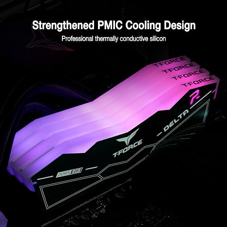 TEAMGROUP T-Force Delta RGB DDR5 Ram 64GB (2x32GB) 6000MHz PC5-48000 CL38 Intel XMP 3.0 & AMD Expo Black / White view 4