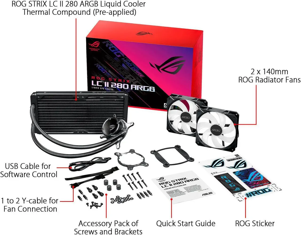 Cooler ASUS ROG Strix LC II 280 ARGB CPU Liquid view 3