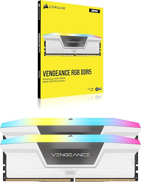CORSAIR Vengeance RGB DDR5 RAM 32GB (2x16GB) Up to 6000MHz CL36-44-44-96 1.35V Intel XMP 3.0 / AMD EOXP White view 4