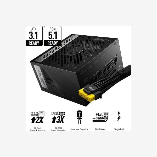 Power Supply MSI MAG A750GL PCIE 5.1 ATA 3.1 Gaming 750W Power Supply view 4