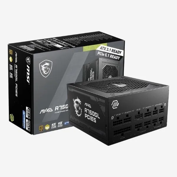 Power Supply MSI MAG A750GL PCIE 5.1 ATA 3.1 Gaming 750W Power Supply