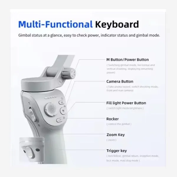 Cooler Multi-function Three-axis Stabilizer 360° Tracking Face Recognition Smartphone Selfie Stick Portable Gimbal With Fill Light view 8