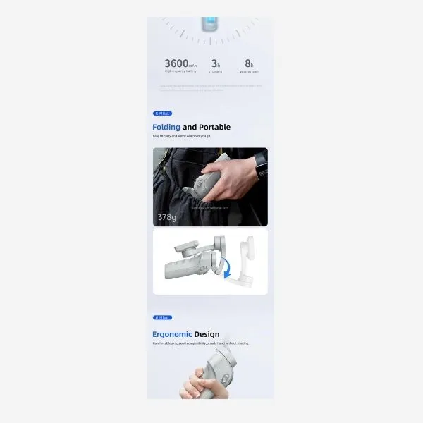Cooler Multi-function Three-axis Stabilizer 360° Tracking Face Recognition Smartphone Selfie Stick Portable Gimbal With Fill Light view 7