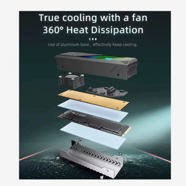 Storage COOLMOON Heatsink M2 SSD Hard Drive Cooler with Copper Heat Dissipation System for NVME With Fan view 3