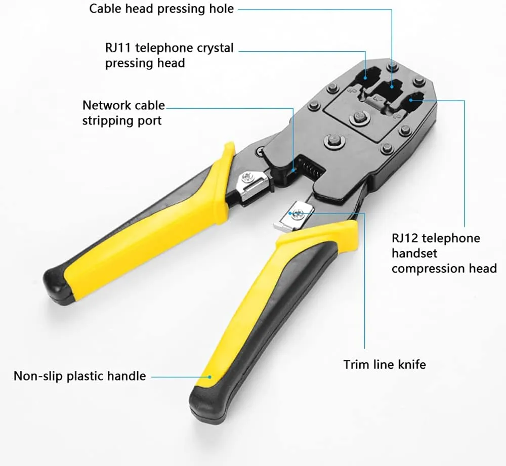 Tool Network Repairing Plier, Handskit RJ45 RJ11 RJ12 Network Repag Plier Tool Kit with Cable Tester Spring Clamp Crimping Tool Crimping Pliers view 2
