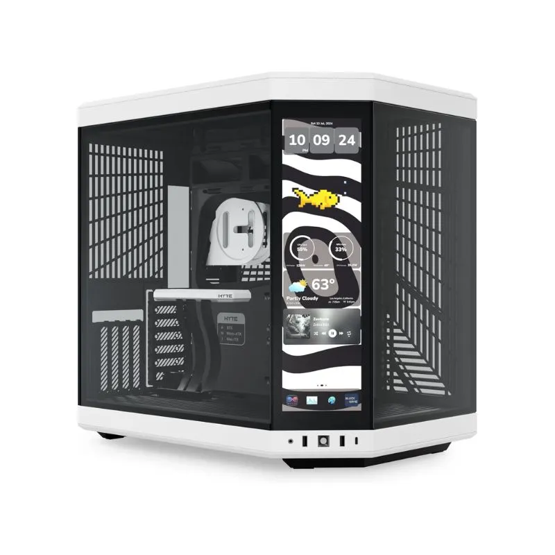 Case HYTE Y70 Panda Touch Infinite Dual-Chamber ATX Gaming (No Fans) - White/Black