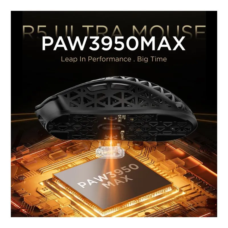 Mouse Attack Shark R5 Ultra Carbon Fiber 42000 DPI RGB Wireless Gaming Mouse - Black view 3