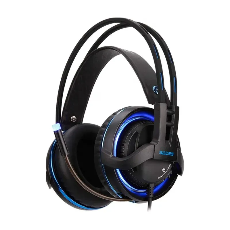 Headset Sades Diablo SA-916, Gaming, USB Wired - Black/Blue