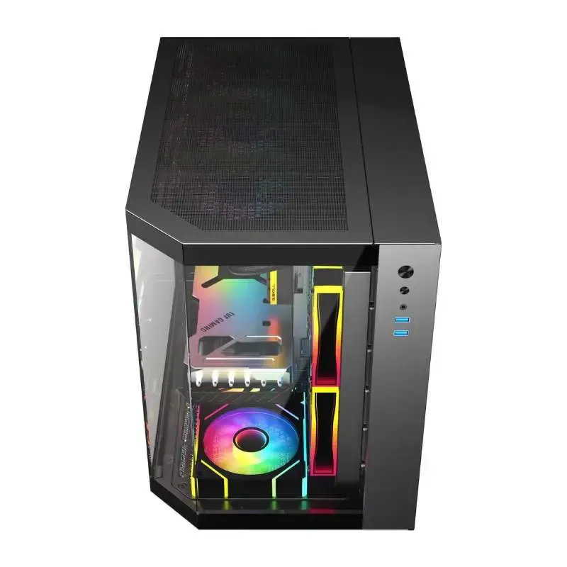 Cooler SAMA Neview 2771M MATX Tempered Glass Gaming Case (3 Pre-Installed ARGB Fans + ARGB HUB FAN) - Black view 5