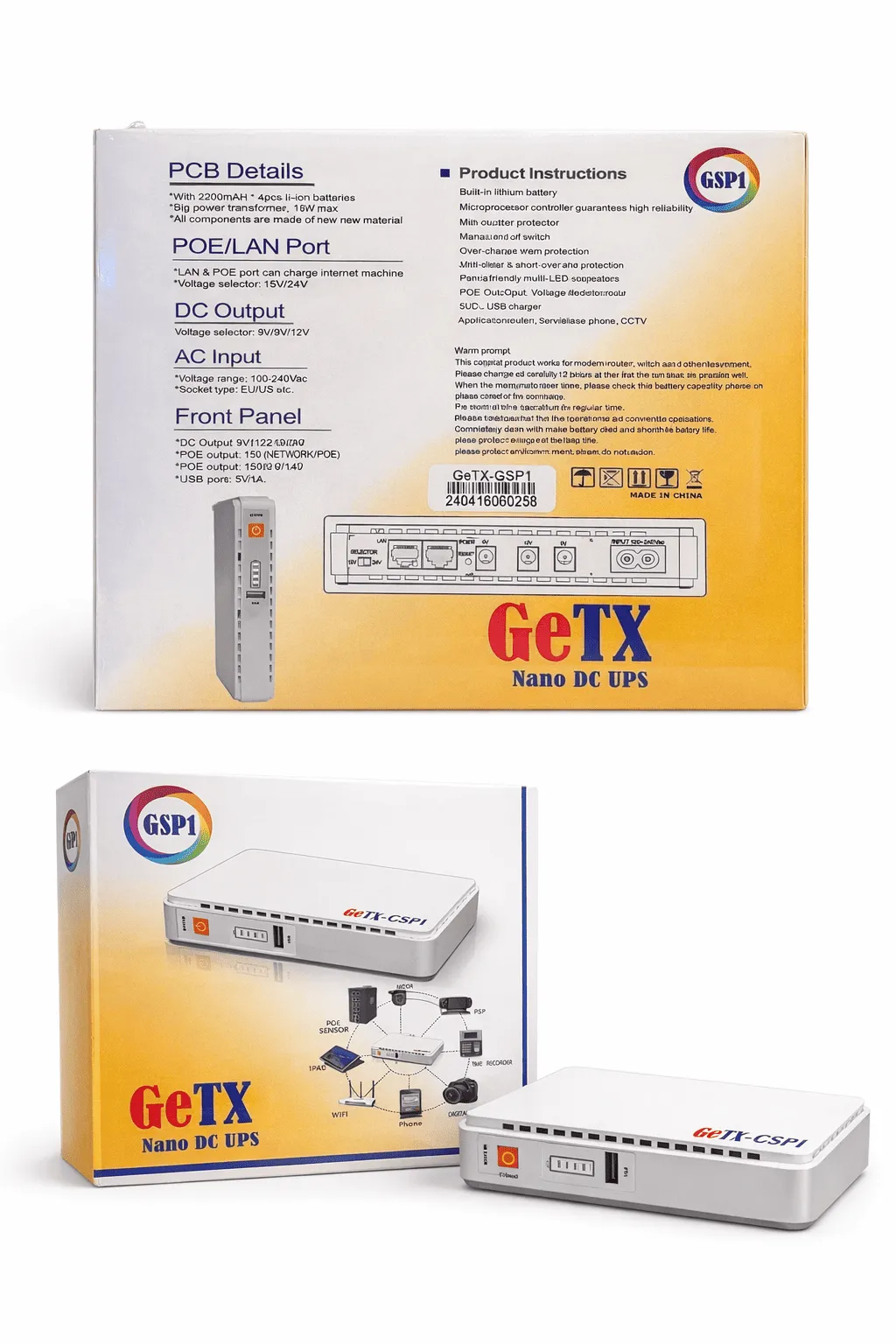 UPS MINI DC 18W GeTX GSP1 Lithium battety 2200mah*4 DC Out 9V/12V - 15V/24V. GeTX-GSP1 alternate