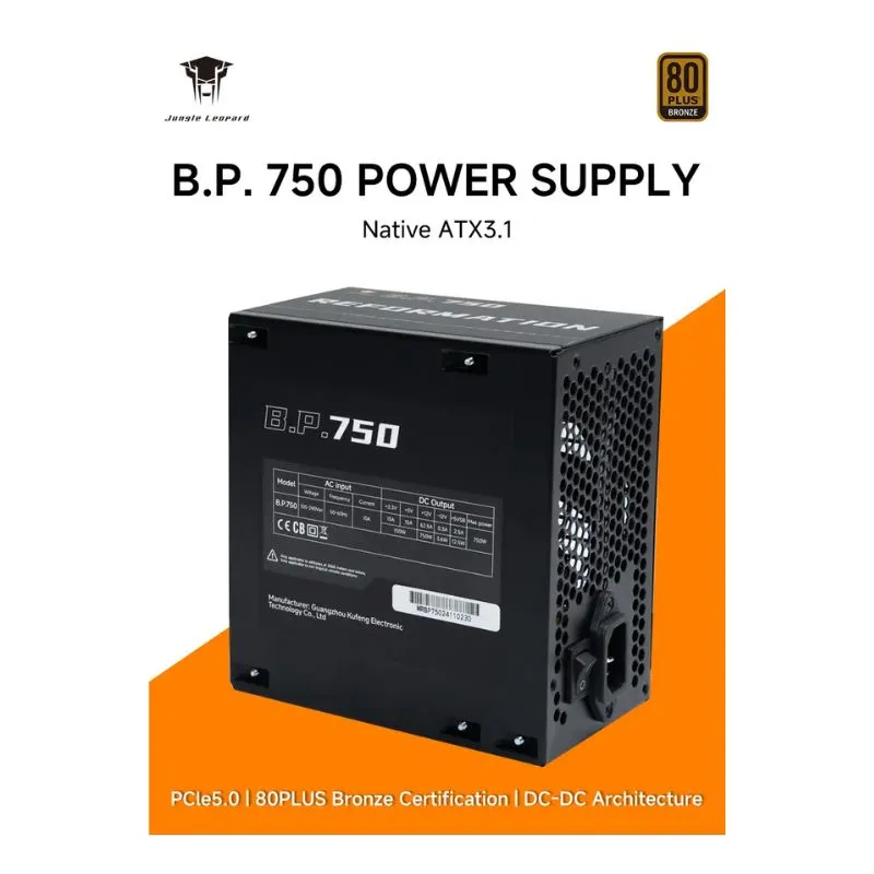 Power Supply Jungle Leopard BP750 750W 80+ Bronze ATX3.1 PCIe 5.0 Full-Modular - Black alternate