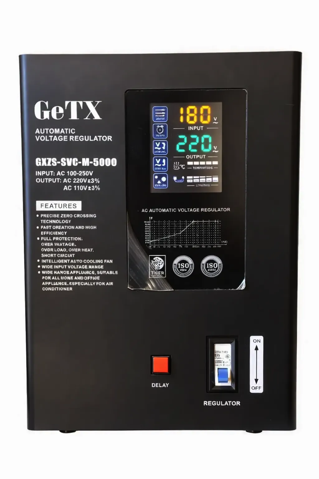 UPS GetX 5KVA Automatic Servo Voltage Stabilizer GXZS-M-1-5 - Single Phase AVR 160-250V Input - 220V Output ±3% - Over/Under Voltage Protection alternate