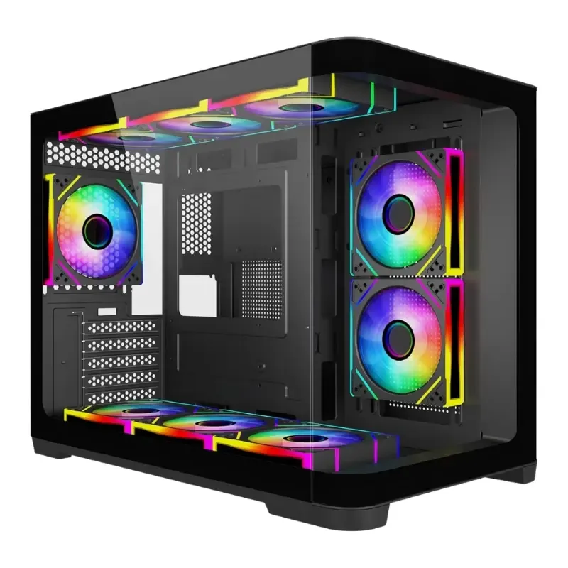 Cooler SAMA Neview 2851M MATX Curved Tempered Glass (4 Pre-Installed ARGB Fans + ARGB FAN hub) - Black