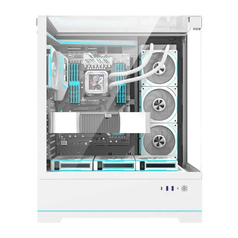 Case DarkFlash DY450L Pro ATX Tempered Glass Gaming Case With out Fans - White alternate