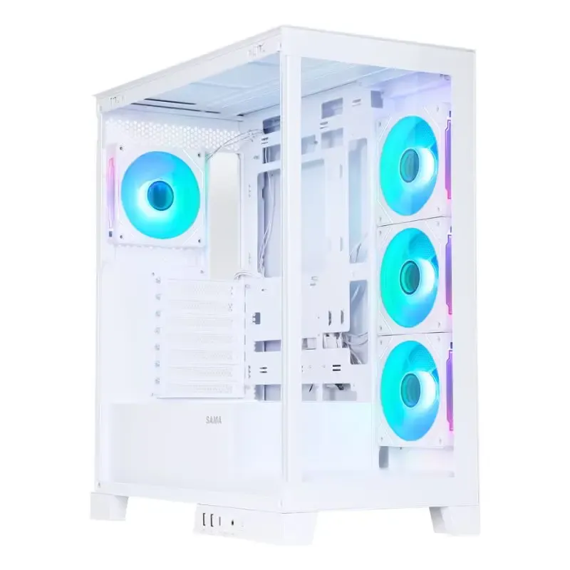 Case SAMA Neview 3321 ATX Mid Tower Gaming Case (4-ARGB Pre-installed fans & Hub Control) - White view 3