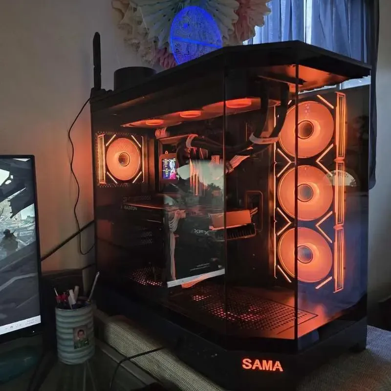 Cooler SAMA Neview 2771M MATX Tempered Glass Gaming Case (3 Pre-Installed ARGB Fans + ARGB HUB FAN) - Black view 6