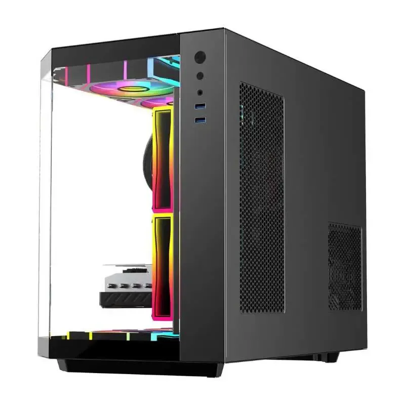 Cooler SAMA Neview 2771M MATX Tempered Glass Gaming Case (3 Pre-Installed ARGB Fans + ARGB HUB FAN) - Black view 4