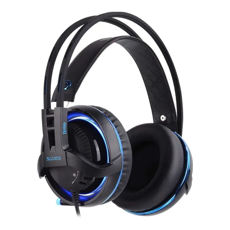 Headset Sades Diablo SA-916, Gaming Headset, USB Wired - Black/Blue view 3