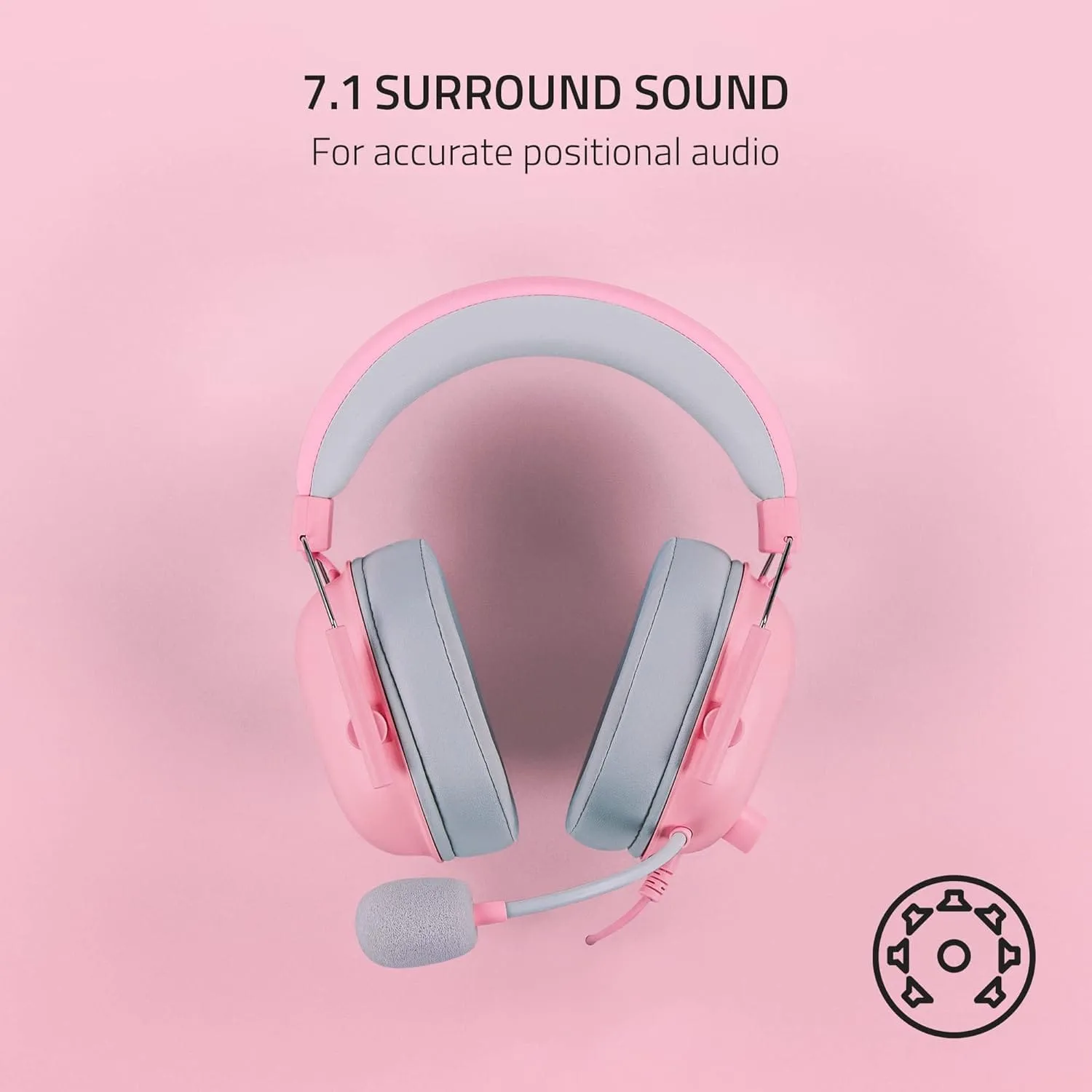 Headset Razer BlackShark V2 X Gaming Headset (Quartz Pink) With 7.1 Surround Sound view 3