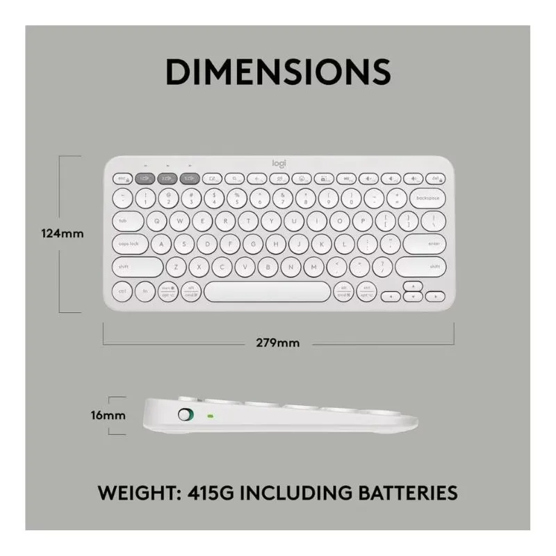 Keyboard Logitech K380 Multi-Device Bluetooth Keyboard - White view 3