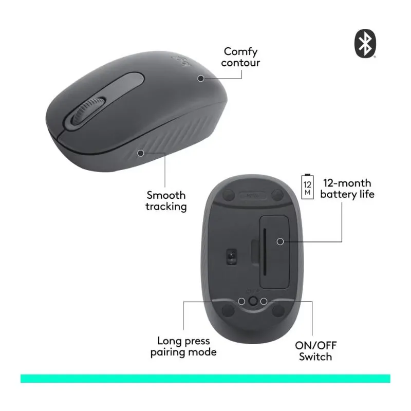 Mouse Logitech M196 Bluetooth Wireless Mouse - Black view 3