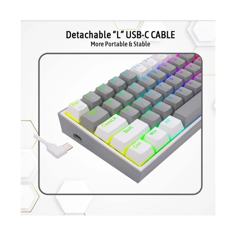 Keyboard Redragon K617 FIZZ Gray/White Wired Gaming view 4